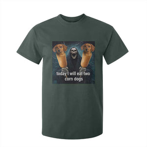 Today I Will Eat Two Corn Dogs Skeleton Meme T Shirt For Kid TS11 Dark Forest Green Print Your Wear