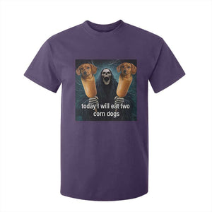 Today I Will Eat Two Corn Dogs Skeleton Meme T Shirt For Kid TS11 Purple Print Your Wear