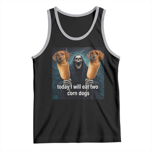Today I Will Eat Two Corn Dogs Skeleton Meme Tank Top TS11 Black Athletic Heather Print Your Wear