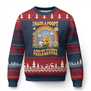 I Made A Poopy And My Tummy Feels Better Ugly Christmas Sweater Funny Inappropriate Vacation Swap Adult TS11 Navy Red Print Your Wear