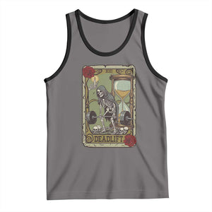 Funny Tarot Card Deadlifts Gym Workout Skeleton Tank Top TS11 Deep Heather Black Print Your Wear
