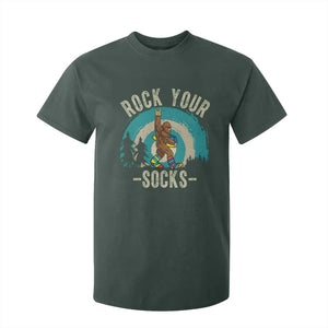 Funny Down Syndrome Awareness Bigfoot T Shirt For Kid Rock Your Socks TS11 Dark Forest Green Print Your Wear