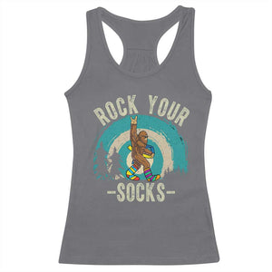 Funny Down Syndrome Awareness Bigfoot Racerback Tank Top Rock Your Socks TS11 Charcoal Print Your Wear