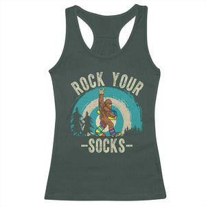 Funny Down Syndrome Awareness Bigfoot Racerback Tank Top Rock Your Socks TS11 Dark Forest Green Print Your Wear