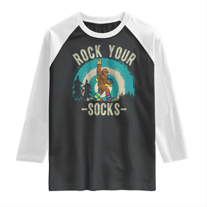 Funny Down Syndrome Awareness Bigfoot Raglan Shirt Rock Your Socks TS11 Black White Print Your Wear