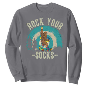 Funny Down Syndrome Awareness Bigfoot Sweatshirt Rock Your Socks TS11 Charcoal Print Your Wear