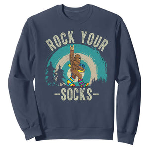 Funny Down Syndrome Awareness Bigfoot Sweatshirt Rock Your Socks TS11 Navy Print Your Wear