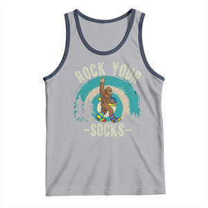 Funny Down Syndrome Awareness Bigfoot Tank Top Rock Your Socks TS11 Athletic Heather Navy Print Your Wear