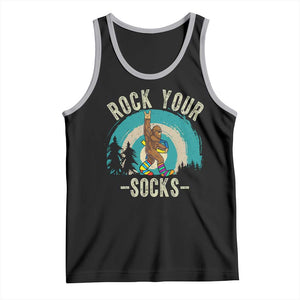 Funny Down Syndrome Awareness Bigfoot Tank Top Rock Your Socks TS11 Black Athletic Heather Print Your Wear