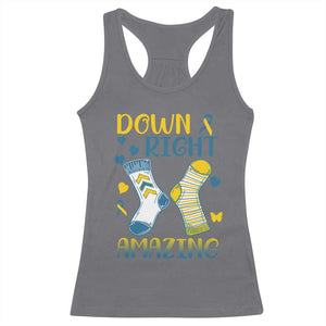 Down Right Amazing Racerback Tank Top Down Syndrome Awareness Socks Ribbon TS11 Charcoal Print Your Wear