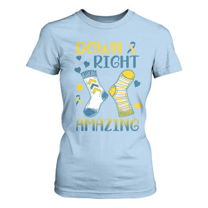 Down Right Amazing T Shirt For Women Down Syndrome Awareness Socks Ribbon TS11 Light Blue Print Your Wear