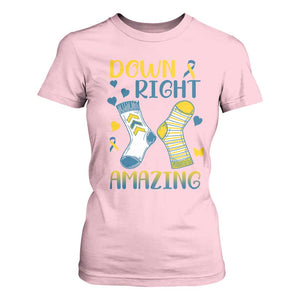Down Right Amazing T Shirt For Women Down Syndrome Awareness Socks Ribbon TS11 Light Pink Print Your Wear