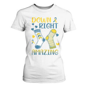 Down Right Amazing T Shirt For Women Down Syndrome Awareness Socks Ribbon TS11 White Print Your Wear