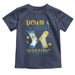 Down Right Amazing Toddler T Shirt Down Syndrome Awareness Socks Ribbon TS11 Navy Print Your Wear