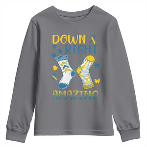 Down Right Amazing Youth Sweatshirt Down Syndrome Awareness Socks Ribbon TS11 Charcoal Print Your Wear