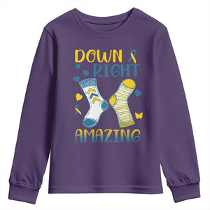 Down Right Amazing Youth Sweatshirt Down Syndrome Awareness Socks Ribbon TS11 Purple Print Your Wear
