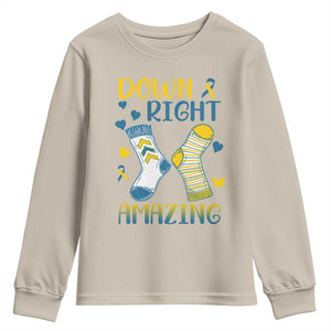 Down Right Amazing Youth Sweatshirt Down Syndrome Awareness Socks Ribbon TS11 Sand Print Your Wear