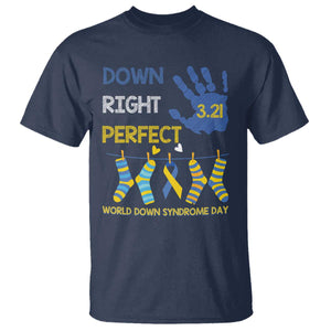 Down Right Perfect T Shirt March 21 World Down Syndrome Day Socks TS11 Navy Print Your Wear