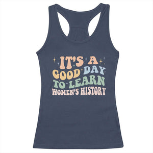 Funny It's A Good Day To Learn Women's History Racerback Tank Top Sparkle Star TS11 Navy Print Your Wear