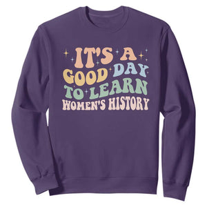 Funny It's A Good Day To Learn Women's History Sweatshirt Sparkle Star TS11 Purple Print Your Wear