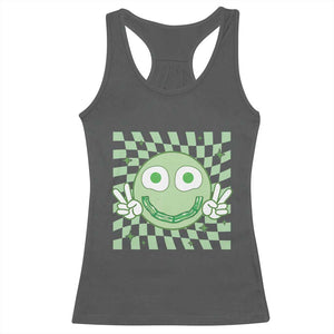 Funny Green Smile Face Eggs Bacon Breakfast St Patrick's Day Racerback Tank Top TS11 Dark Heather Print Your Wear