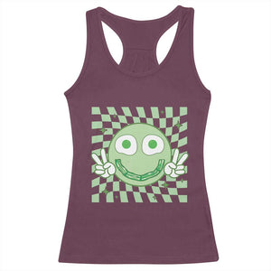 Funny Green Smile Face Eggs Bacon Breakfast St Patrick's Day Racerback Tank Top TS11 Maroon Print Your Wear