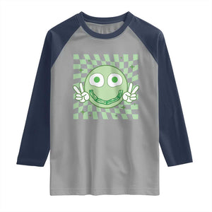 Funny Green Smile Face Eggs Bacon Breakfast St Patrick's Day Raglan Shirt TS11 Sport Gray Navy Print Your Wear