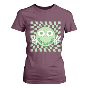 Funny Green Smile Face Eggs Bacon Breakfast St Patrick's Day T Shirt For Women TS11 Maroon Print Your Wear