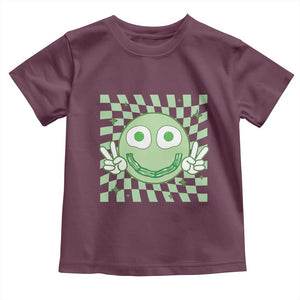 Funny Green Smile Face Eggs Bacon Breakfast St Patrick's Day Toddler T Shirt TS11 Maroon Print Your Wear