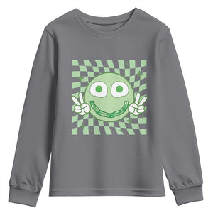 Funny Green Smile Face Eggs Bacon Breakfast St Patrick's Day Youth Sweatshirt TS11 Charcoal Print Your Wear