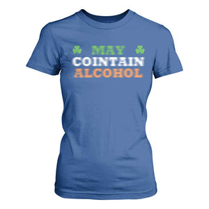 Funny May Contain Alcohol T Shirt For Women Irish Beer Drinking St Patrick's Day Shamrock TS11 Royal Blue Print Your Wear