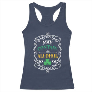 Funny May Contain Alcohol Racerback Tank Top Irish Beer Drinking St Patrick's Day TS11 Navy Print Your Wear
