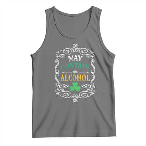 Funny May Contain Alcohol Tank Top Irish Beer Drinking St Patrick's Day TS11 Black Heather Print Your Wear