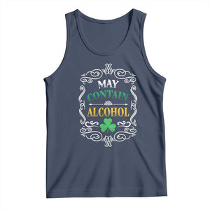Funny May Contain Alcohol Tank Top Irish Beer Drinking St Patrick's Day TS11 Navy Print Your Wear