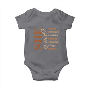 Woman Affirmation Baby Onesie She Is Strong Motivated Confident Blessed Beautiful Melanin TS11 Charcoal Print Your Wear