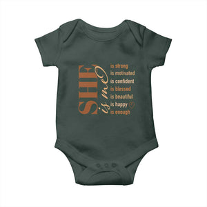 Woman Affirmation Baby Onesie She Is Strong Motivated Confident Blessed Beautiful Melanin TS11 Print Your Wear
