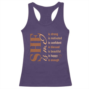 Woman Affirmation Racerback Tank Top She Is Strong Motivated Confident Blessed Beautiful Melanin TS11 Purple Print Your Wear