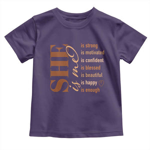 Woman Affirmation Toddler T Shirt She Is Strong Motivated Confident Blessed Beautiful Melanin TS11 Purple Print Your Wear