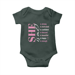 Woman Affirmation Baby Onesie She Is Strong Motivated Confident Blessed Beautiful TS11 Print Your Wear