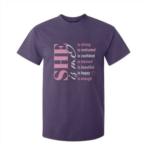 Woman Affirmation T Shirt For Kid She Is Strong Motivated Confident Blessed Beautiful TS11 Purple Print Your Wear