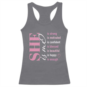Woman Affirmation Racerback Tank Top She Is Strong Motivated Confident Blessed Beautiful TS11 Charcoal Print Your Wear
