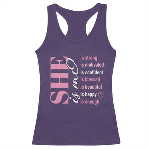 Woman Affirmation Racerback Tank Top She Is Strong Motivated Confident Blessed Beautiful TS11 Purple Print Your Wear