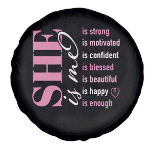 Woman Affirmation Spare Tire Cover She Is Strong Motivated Confident Blessed Beautiful TS11 Print Your Wear