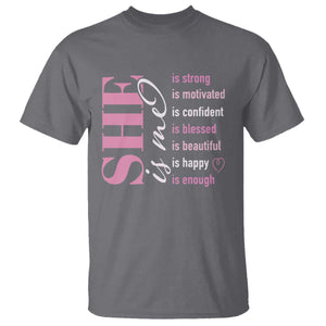 Woman Affirmation T Shirt She Is Strong Motivated Confident Blessed Beautiful TS11 Charcoal Print Your Wear