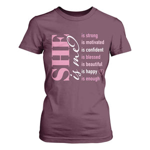Woman Affirmation T Shirt For Women She Is Strong Motivated Confident Blessed Beautiful TS11 Maroon Print Your Wear