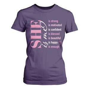 Woman Affirmation T Shirt For Women She Is Strong Motivated Confident Blessed Beautiful TS11 Purple Print Your Wear