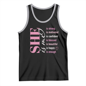 Woman Affirmation Tank Top She Is Strong Motivated Confident Blessed Beautiful TS11 Black Athletic Heather Print Your Wear