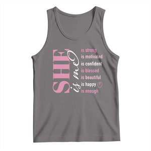 Woman Affirmation Tank Top She Is Strong Motivated Confident Blessed Beautiful TS11 Deep Heather Print Your Wear