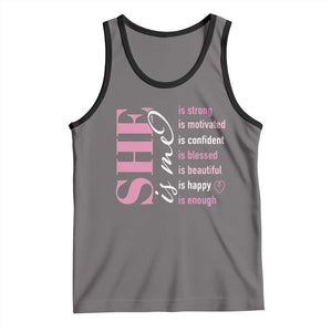 Woman Affirmation Tank Top She Is Strong Motivated Confident Blessed Beautiful TS11 Deep Heather Black Print Your Wear