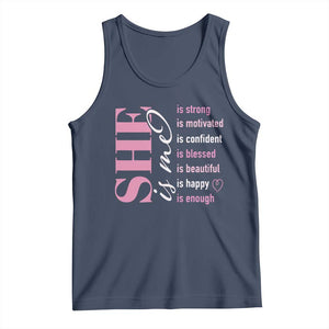 Woman Affirmation Tank Top She Is Strong Motivated Confident Blessed Beautiful TS11 Navy Print Your Wear